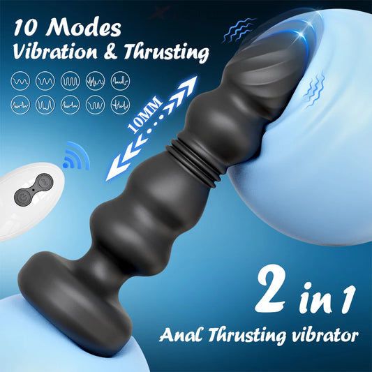 Thrusting Anal Plug Vibrator Butt Plug Male Prostate Massager Telescopic G Spot Vibrator Stimulator Sex Toys for Women Men 18+