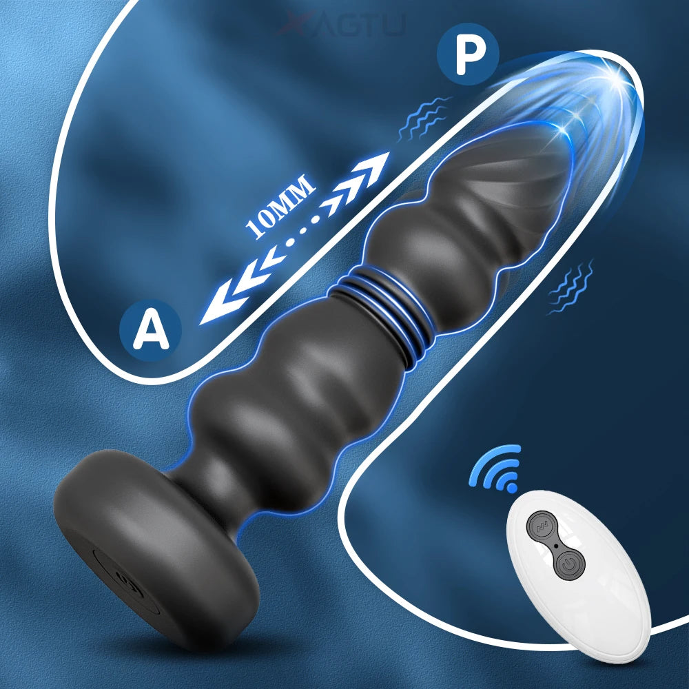 Thrusting Anal Plug Vibrator Butt Plug Male Prostate Massager Telescopic G Spot Vibrator Stimulator Sex Toys for Women Men 18+