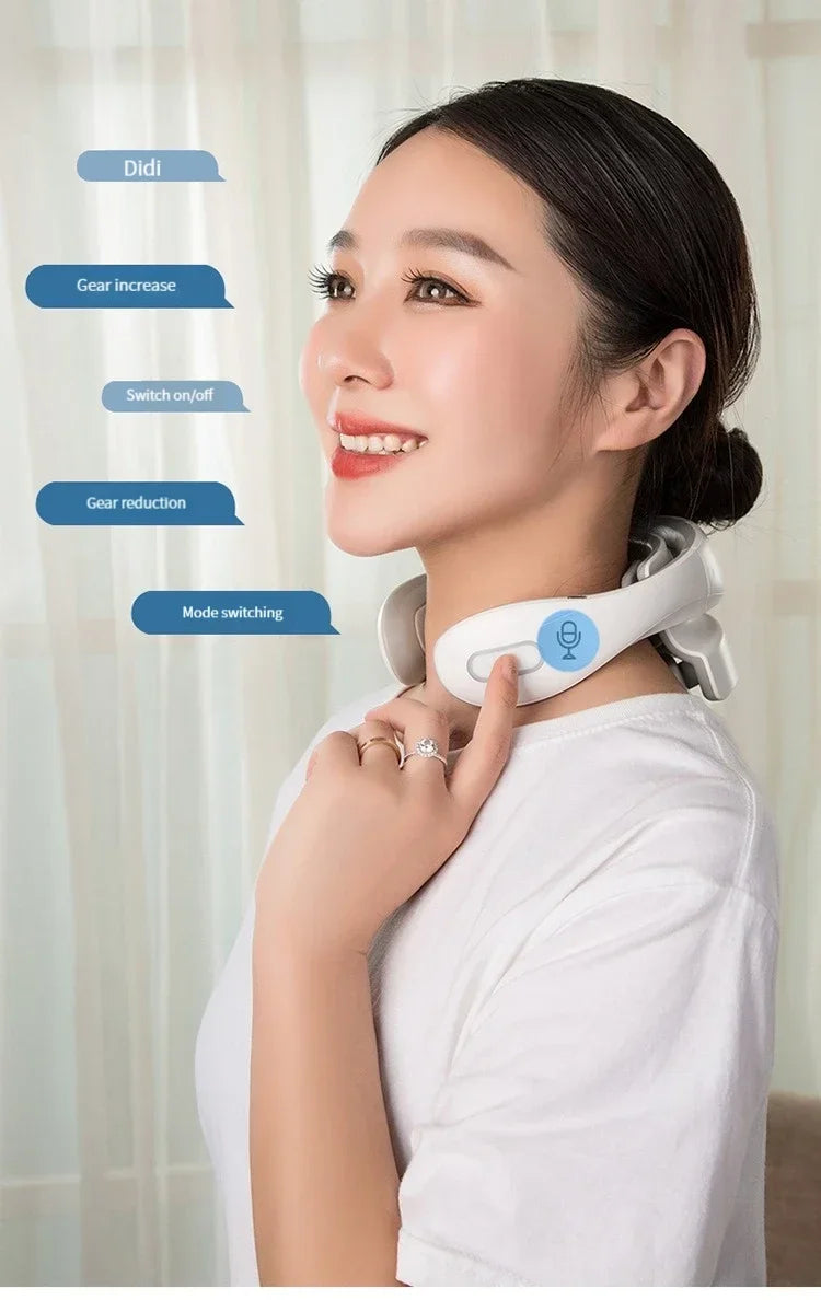 Masajeador Inteligente de Cuello y Hombros — Masaje Cervical con Vibración y Calor para Aliviar el Dolor, Pulso Terapéutico para las Vértebras Cervicales, Instrumento de Cuidado de la Salud