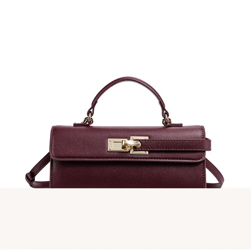 Luxury Brand Women's Lock-lock Handbag Retro High-quality Square Shoulder/crossbody Bag Fashionable High-end burgundy Women' Bag 2026