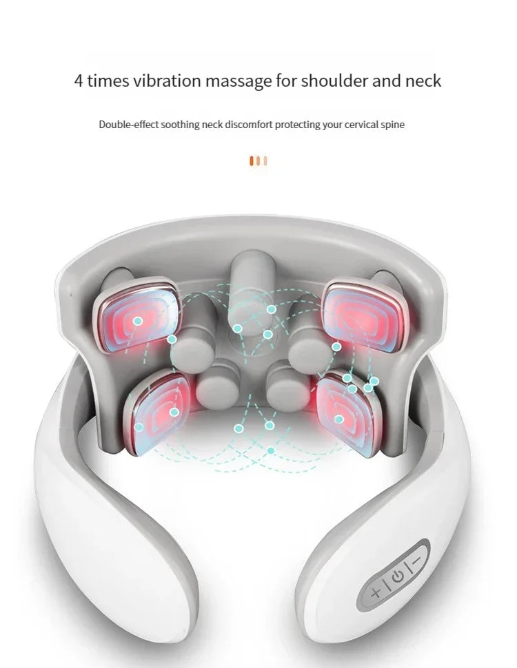 Masajeador Inteligente de Cuello y Hombros — Masaje Cervical con Vibración y Calor para Aliviar el Dolor, Pulso Terapéutico para las Vértebras Cervicales, Instrumento de Cuidado de la Salud