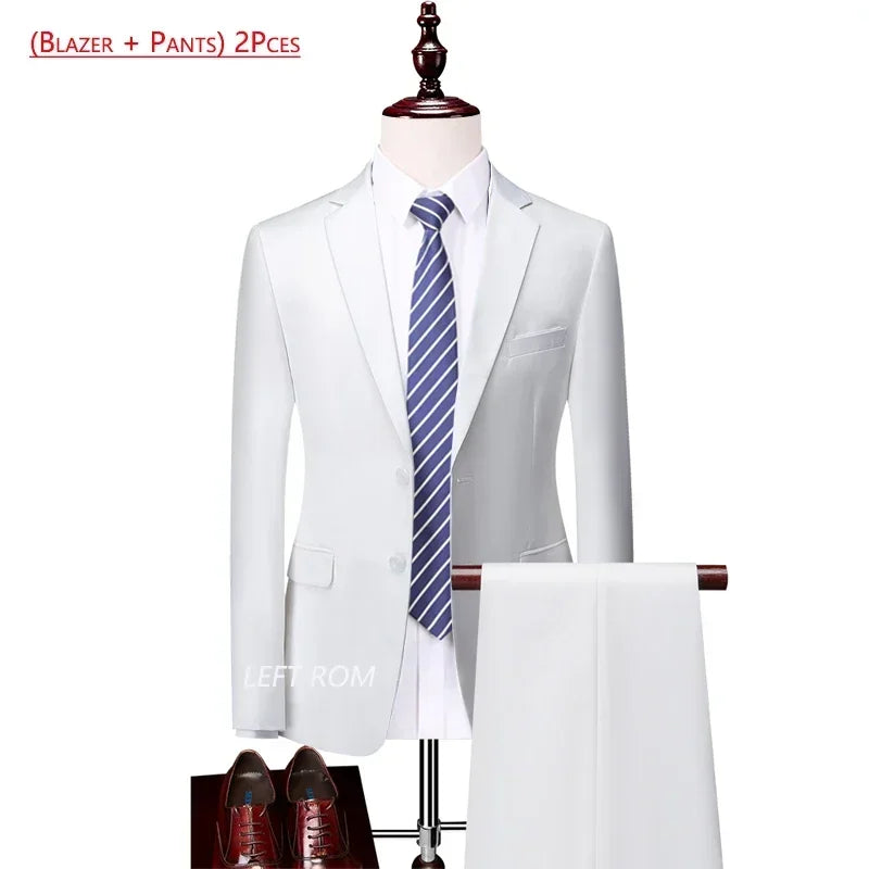 14 Color M-6XL ( Jacket + Vest+Pants ) High-end Brand Formal Business Mens Suit Three-piece Groom Wedding Dress Solid Color Suit. Trajes De Hombre Para Ocasion Especial. Bodas oh Eventos 2026