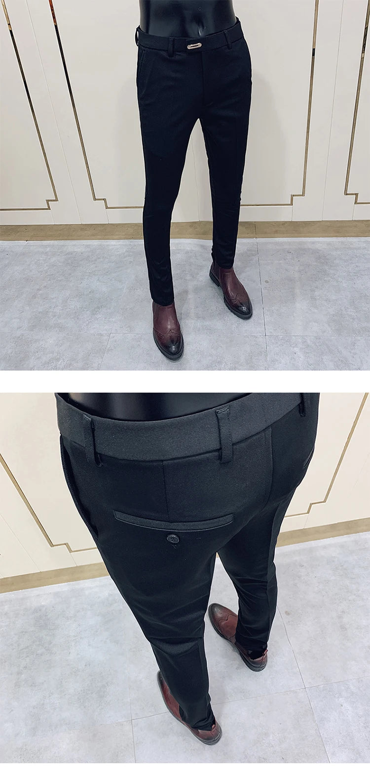 Men Suit Pants Formal Trousers Stretch Slim Pantalone Hombre Calça Masculina Solid Color Casual Dress Pants Fashion Men Clothing. Pantalones de Hombre, extra slim fit 2026. Elegantes