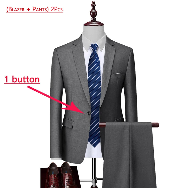 14 Color M-6XL ( Jacket + Vest+Pants ) High-end Brand Formal Business Mens Suit Three-piece Groom Wedding Dress Solid Color Suit. Trajes De Hombre Para Ocasion Especial. Bodas oh Eventos 2026