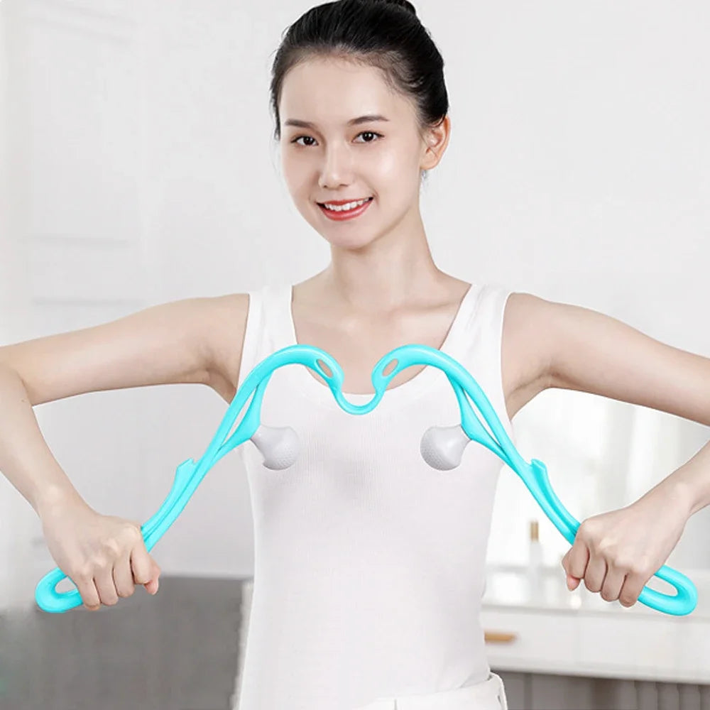 Masajeador de Cuello — Herramienta de Masaje de Doble Presión para Puntos Gatillo, Manual, para Relajar Cuello y Aliviar Dolor de Espalda, Masaje Profundo