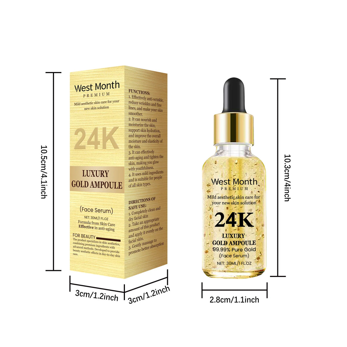 Set de Cuidado Facial de 24k Oro — Antiarugas, Desvanece Ojeras, Reafirmante, Hidratante, Reparador, Máscara para Ojos y Esencia, Cosméticos Coreanos.