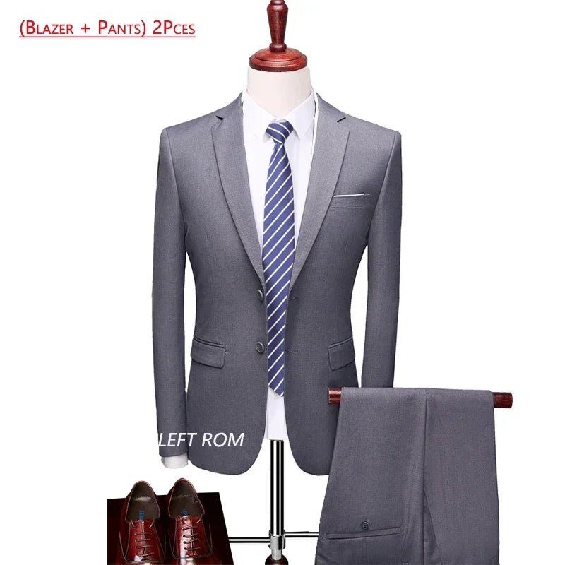14 Color M-6XL ( Jacket + Vest+Pants ) High-end Brand Formal Business Mens Suit Three-piece Groom Wedding Dress Solid Color Suit. Trajes De Hombre Para Ocasion Especial. Bodas oh Eventos 2026