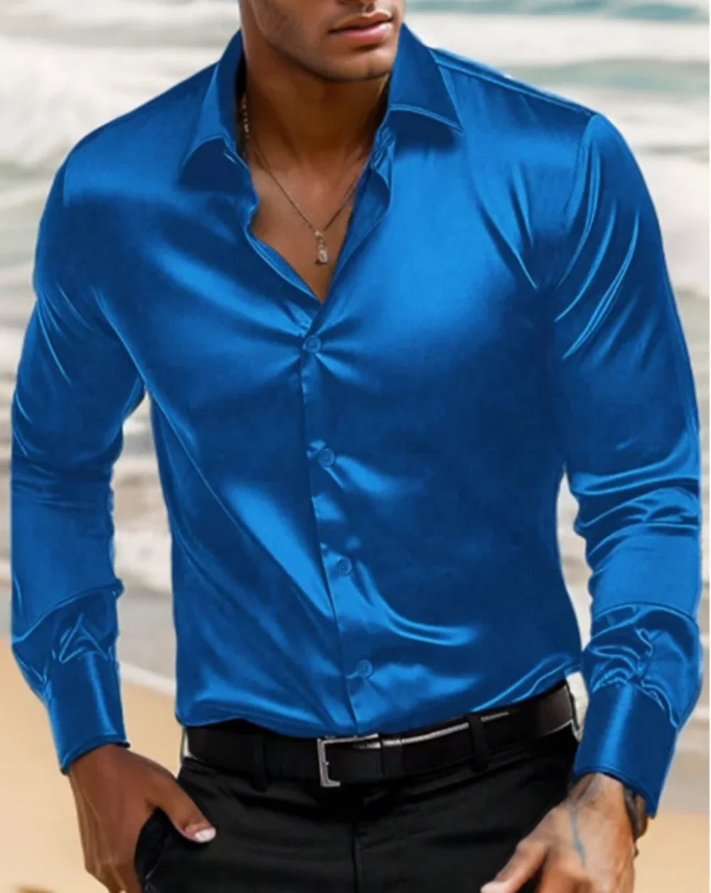 2024 New Spring And Autumn Men's Shirt Solid Color Business City Leisure Lapel Cardigan Slim Long Sleeves Tops. 2026 Camisa Extra Elastizada. 2026. Elegantes y Casual