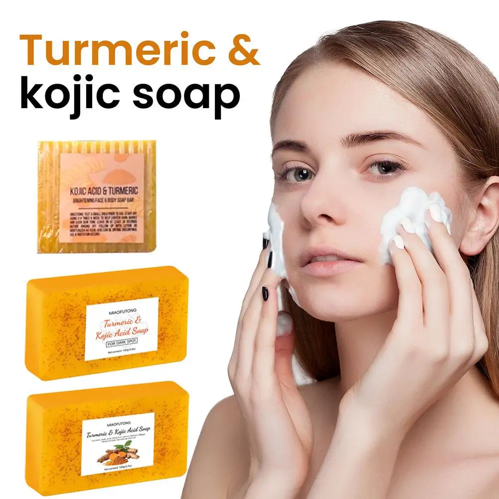 Turmeric Soap & Kojic Acid Soap Body And Facial Cleaning Handmade Soap For Dark Skin Glowing Even Skin Tone Tender Skin Care.2026 JABON MAGIGO FACIL DE CURCUMA HIDRATA Y REJUVENECE TU PIEL