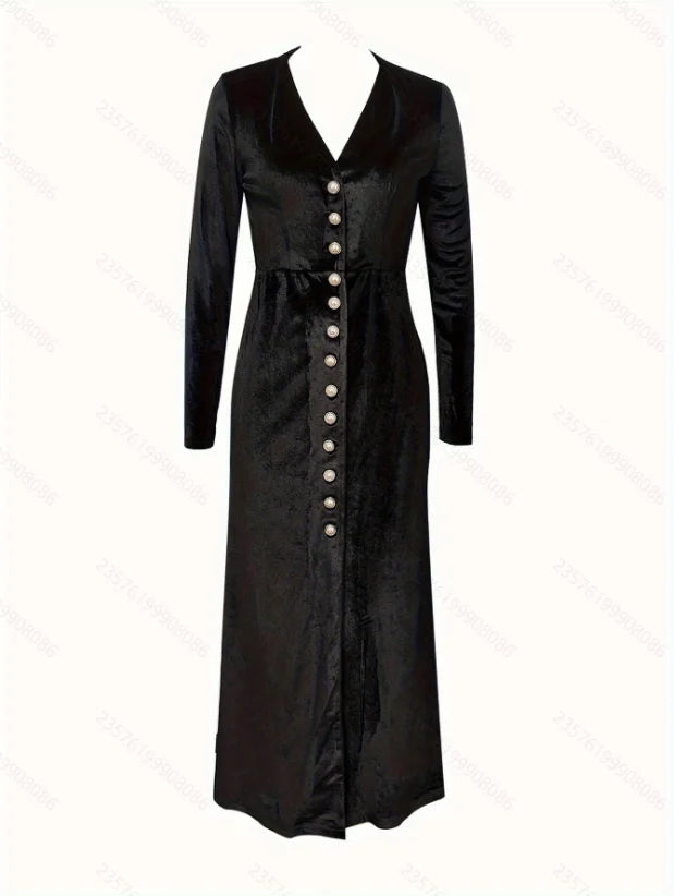 Dresses for Women New Slim Long Sleeve V-Neck Women Dress Elegant Black Velvet Long Dress Women Vestidos De Verano Mujer Q2613 Elegant Evening Dress 2026