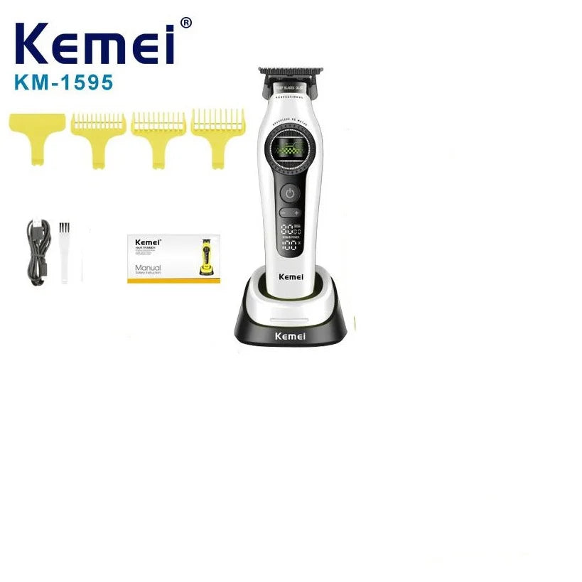 Kemei 1593 1595 Hair Trimmers Professional Barber Hair Clippers F1 -Super Engine External Brushless Motor Hair Cutting Machine 2026
