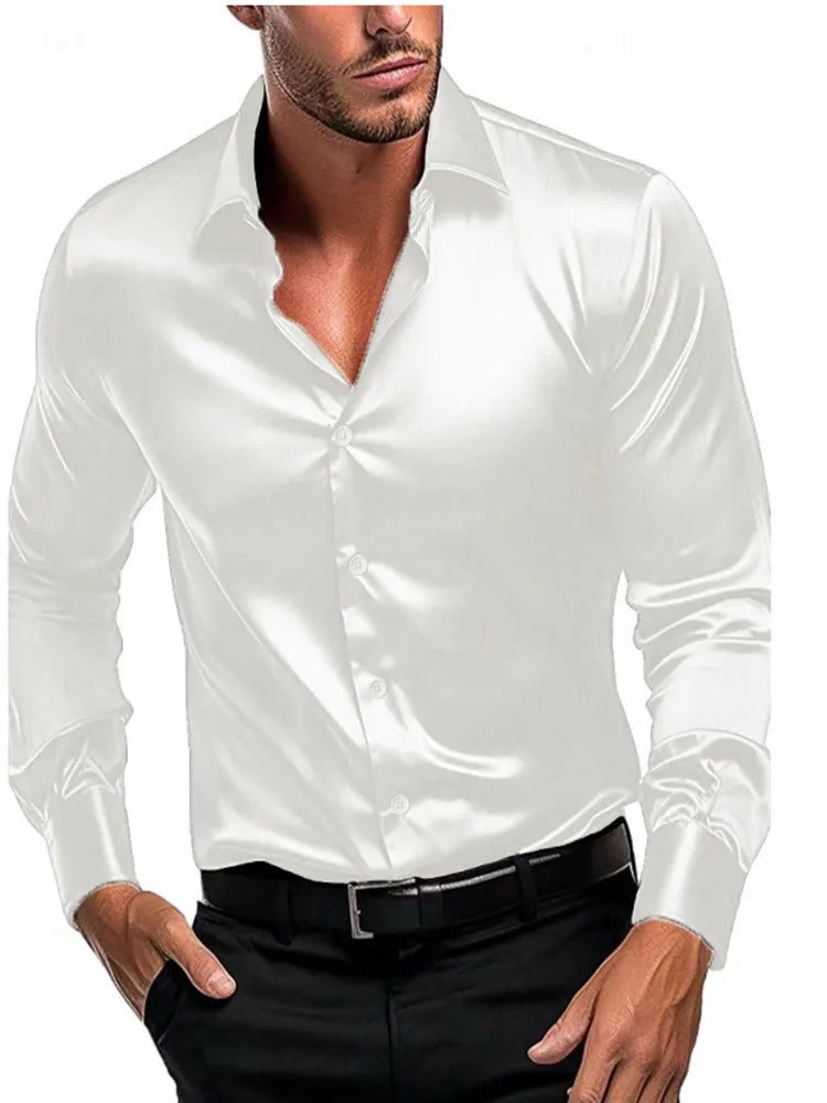 2024 New Spring And Autumn Men's Shirt Solid Color Business City Leisure Lapel Cardigan Slim Long Sleeves Tops. 2026 Camisa Extra Elastizada. 2026. Elegantes y Casual