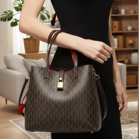 CH Premium Versatile Leather Crossbody Bag Ladies Large Capacity Daily Commuter Tote Bag Letter Print Design Ladies Fashion 2026