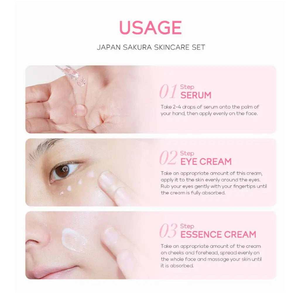 5/3pcs/Set Sakura Skin Care Sets Face Cream Serum Toner Facial Cleanser Sunscreen Eye Cream Gift Box Face Skin Care Set Product.2026 SERUM FACIAL. HUMECTANTE FACIL. REJUVENECEDOR PROTECCION CONTRA ARRUGAS FACIALES
