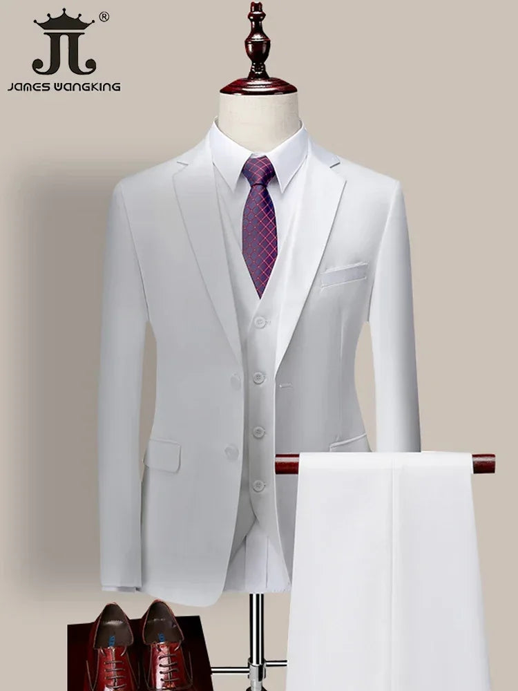 14 Color M-6XL ( Jacket + Vest+Pants ) High-end Brand Formal Business Mens Suit Three-piece Groom Wedding Dress Solid Color Suit. Trajes De Hombre Para Ocasion Especial. Bodas oh Eventos 2026