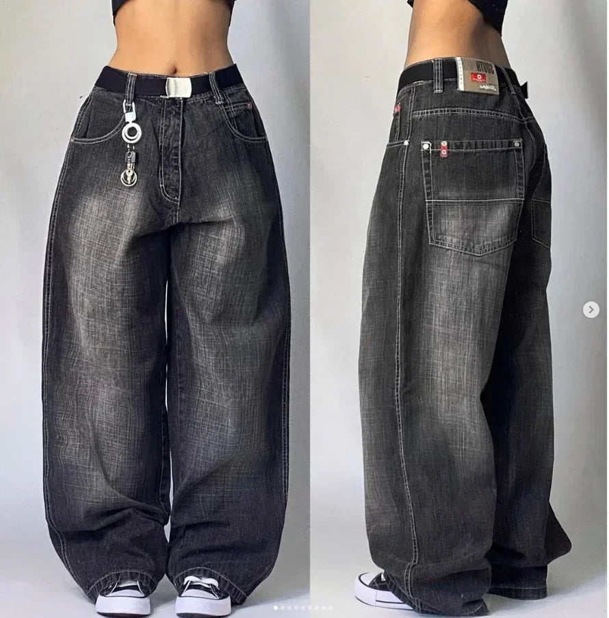 American Hip-hop Retro Loose Jeans Women's Y2K New Tide Harajuku High Waist Wide leg Pants Gothic Wide Pants Street Pants Male. Jeans Exclusivos Modernos 2026