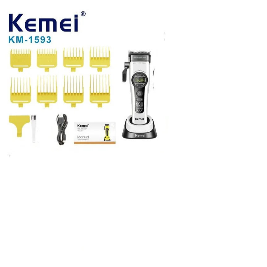 Kemei 1593 1595 Hair Trimmers Professional Barber Hair Clippers F1 -Super Engine External Brushless Motor Hair Cutting Machine 2026