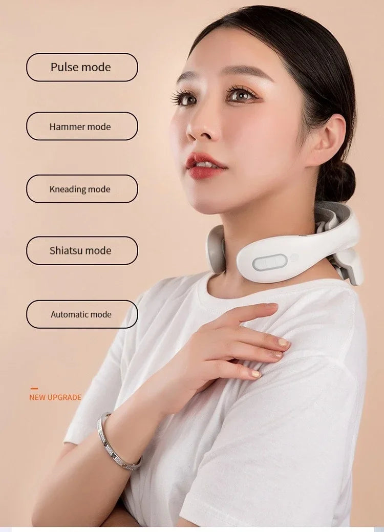 Masajeador Inteligente de Cuello y Hombros — Masaje Cervical con Vibración y Calor para Aliviar el Dolor, Pulso Terapéutico para las Vértebras Cervicales, Instrumento de Cuidado de la Salud