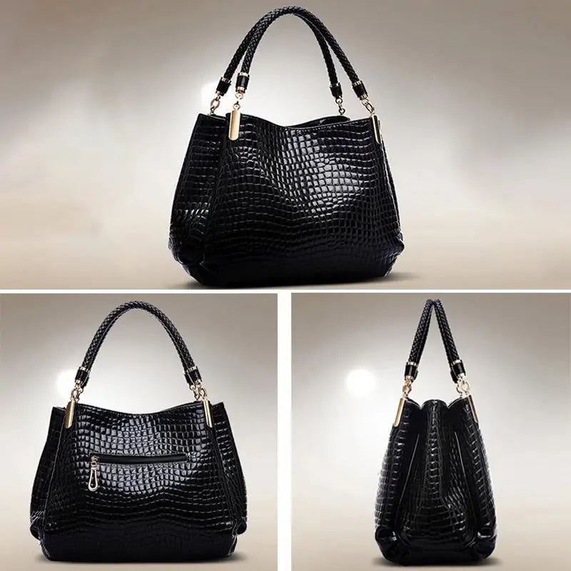 Women's Bag Large Capacity Tote Daily Commute Women's Shoulder Bag Crocodile Print Bright Face Handbag Shopping 2026