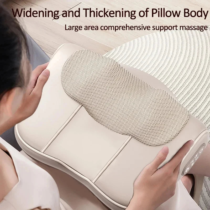 Almohada Masajeadora para Cuello, Cintura, Espalda y Hombros — Masaje con Dedo, Multifunción con Compresión Caliente para Relajar la Cintura