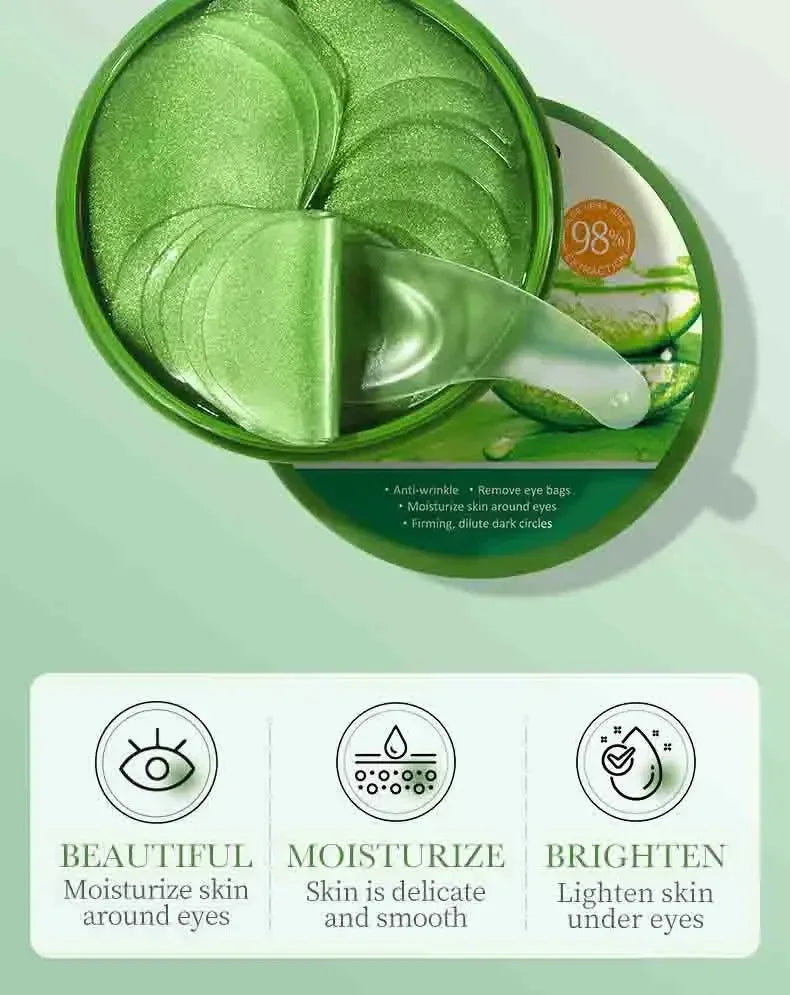 Aloe Vera Collagen Eye Mask Anti Dark Circles Removal Eyes Bags Moisturizing Firming Eye Patches Eyes Skin Care Products 60pcs 2026 Eliminador de Ojeras