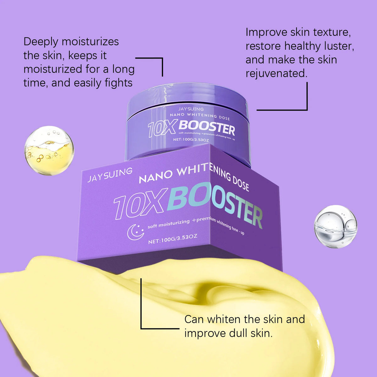 Crema facial suave con niacinamida — Aclarante, iluminadora, hidratación profunda, repara la piel seca, suavizante, con ácido hialurónico, cuidado facial, humectante.