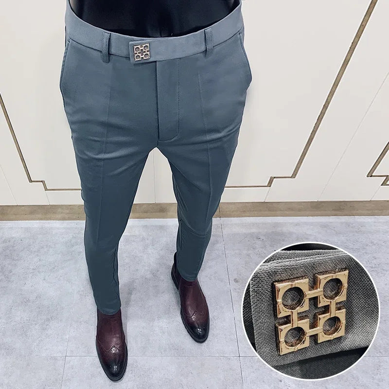 Men Suit Pants Formal Trousers Stretch Slim Pantalone Hombre Calça Masculina Solid Color Casual Dress Pants Fashion Men Clothing. Pantalones de Hombre, extra slim fit 2026. Elegantes