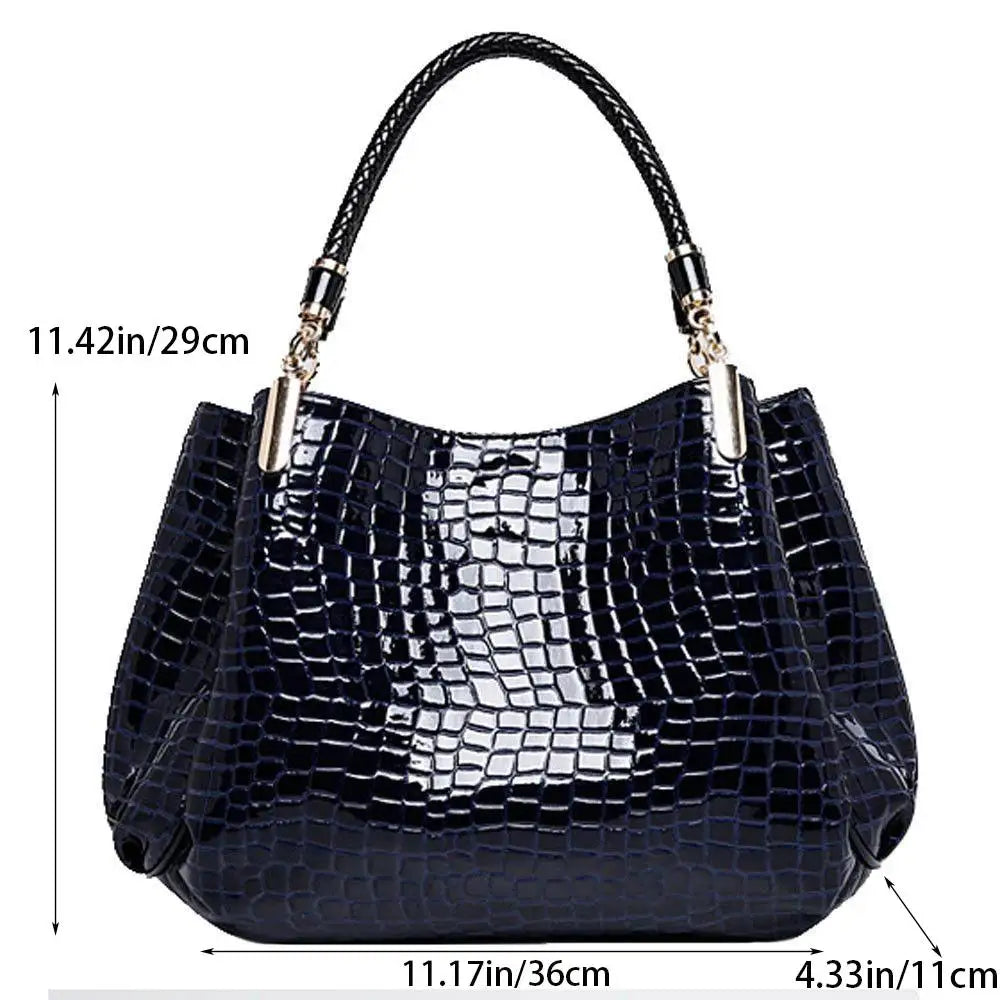 Women's Bag Large Capacity Tote Daily Commute Women's Shoulder Bag Crocodile Print Bright Face Handbag Shopping 2026