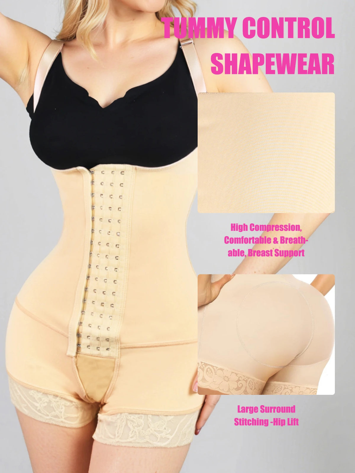 Fajas Postparto para Mujer, Moldeador Corporal de Alta Compresión, Reductor Adelgazante para Mujer, Ropa Interior Sexy, Body Moldeador Push Up. Compresion Extrema Alta