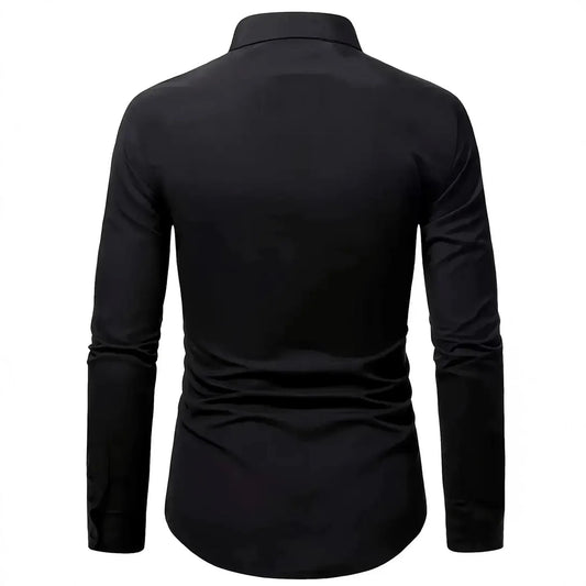 Men's Casual Long Sleeved Solid Color Slim Fit Shirt in Autumn and Winter Slightly Elastic Can Be Worn on the Inside or Outside. Camisa Extra Elastizada. 2026. Elegantes y Casual