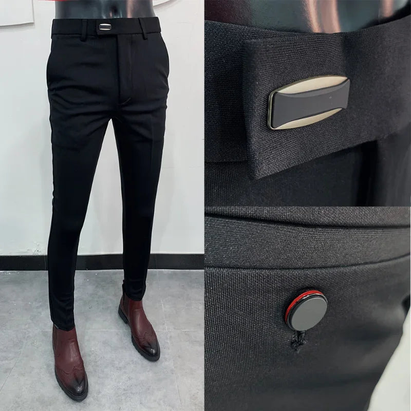 Men Suit Pants Formal Trousers Stretch Slim Pantalone Hombre Calça Masculina Solid Color Casual Dress Pants Fashion Men Clothing. Pantalones de Hombre, extra slim fit 2026. Elegantes