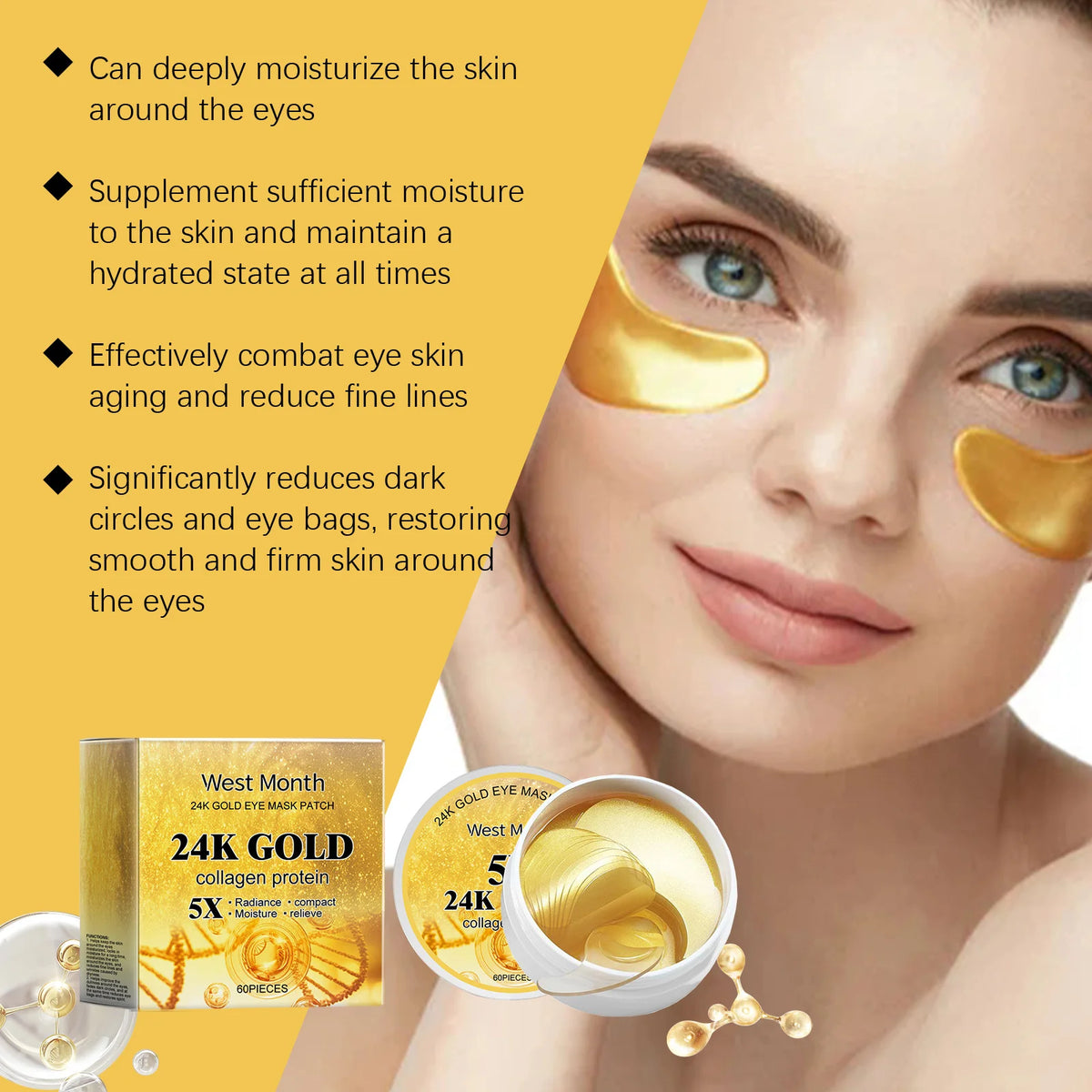 Set de Cuidado Facial de 24k Oro — Antiarugas, Desvanece Ojeras, Reafirmante, Hidratante, Reparador, Máscara para Ojos y Esencia, Cosméticos Coreanos.