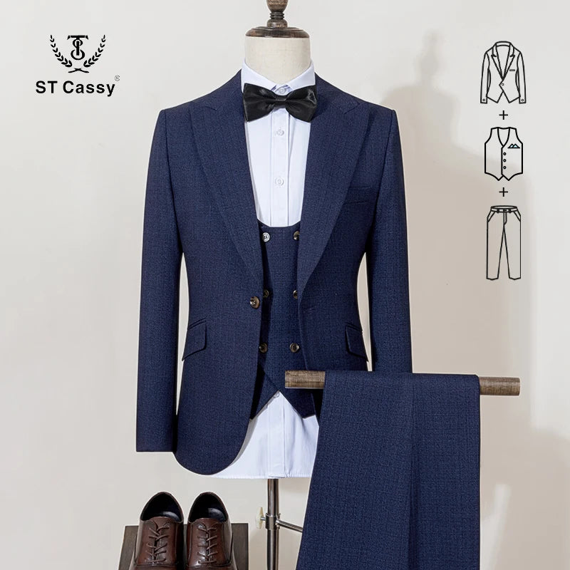 ST Cassy high quality suit men complete 3 pieces luxury Elegant Slim Fit Male Groom Wedding Party Dress Suit Business Office. 2026 Trajes Para Hombre, Bodas, Bautizos, Ocasion Elegante