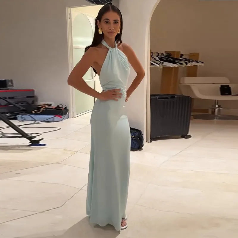 Luxurious Women Corset Party Cocktail Dress Sexy Off Shoulder Halter Folds Slit Guest Celebrity Long Dress Celebrity Prom Gown 2026 GOLD FASHION. VESTIDO PARA OCASION ELEGANTE