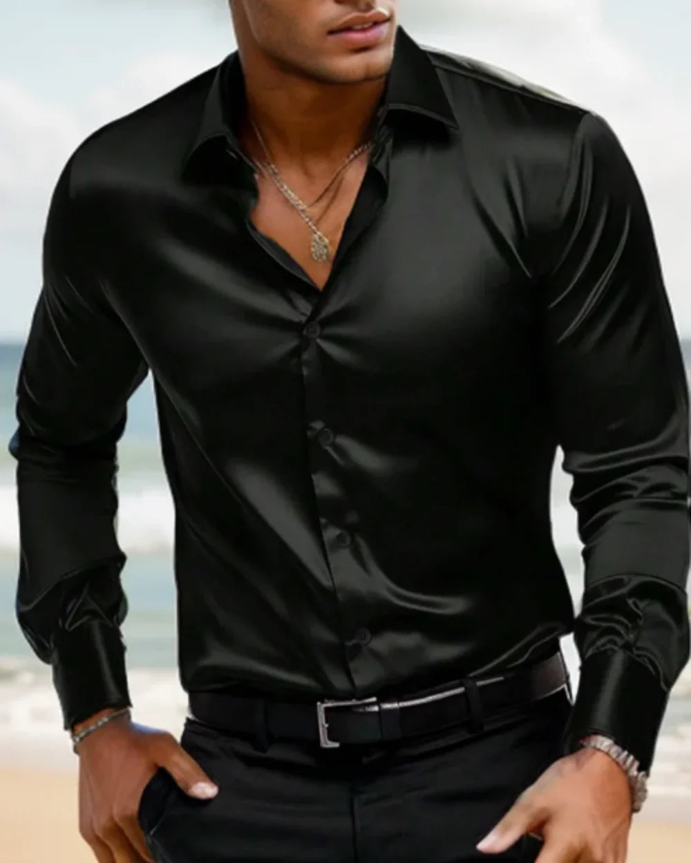 2024 New Spring And Autumn Men's Shirt Solid Color Business City Leisure Lapel Cardigan Slim Long Sleeves Tops. 2026 Camisa Extra Elastizada. 2026. Elegantes y Casual