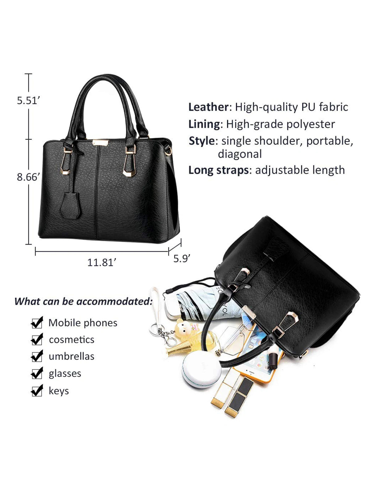 PahajimFashionWomenHandbagsPU LeatherAdjustableHandleSatchelShoulderBagsLadies Tote Bag Casual for OutdoorWorkingGifts forWomens 2026