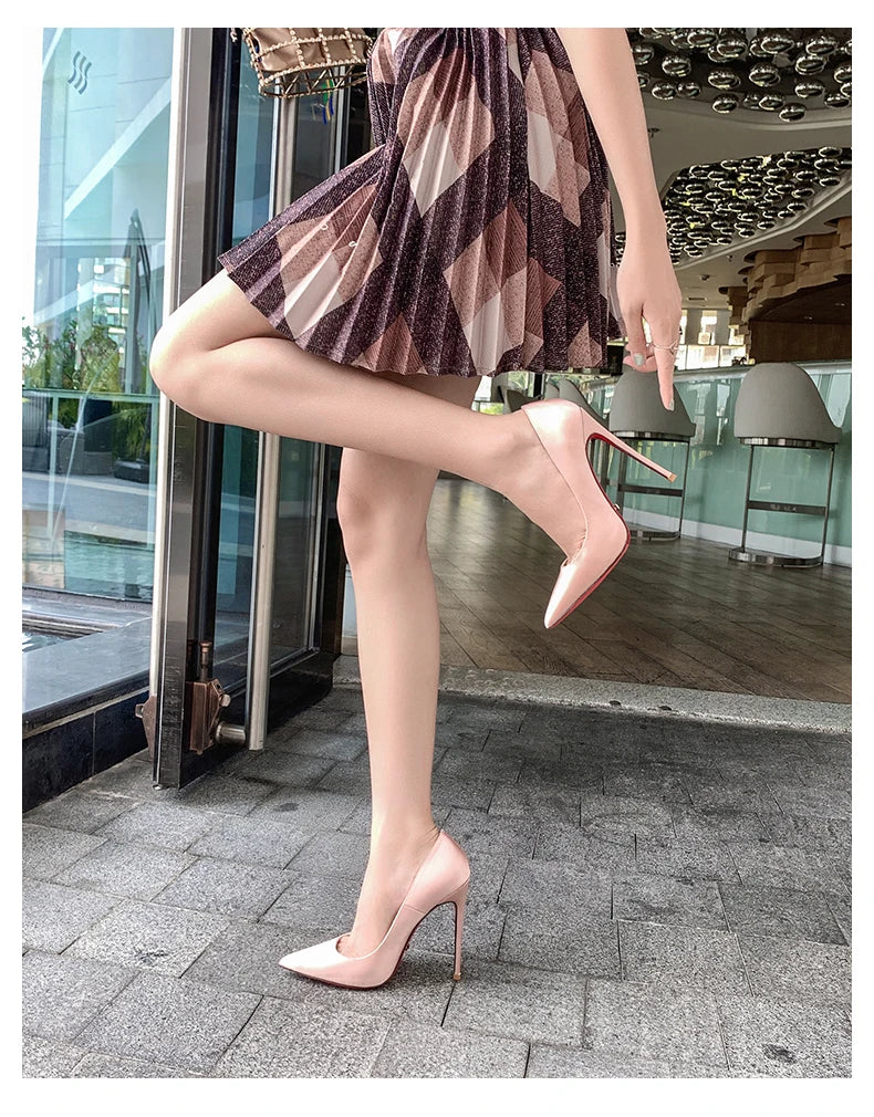Elegant Woman Heeled Shoes 2026 Trend Luxury Red Bottoms High Heels Pointed Toe Stiletto Pumps 12 cm Party Dress Wedding Shoes 2026