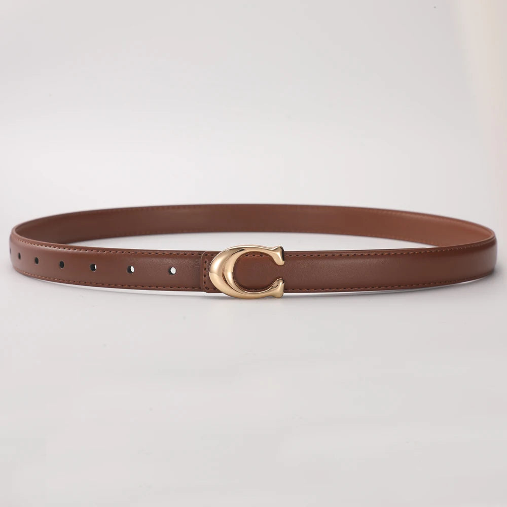 High-quality Women's Fashionable Belt C-shaped Buckle Smooth Buckle Temperament Double-sided Gift For Mother Using Belt 2026