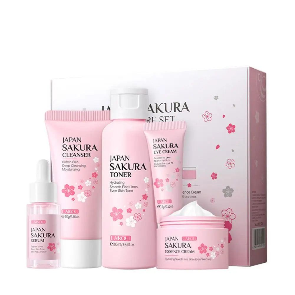 5/3pcs/Set Sakura Skin Care Sets Face Cream Serum Toner Facial Cleanser Sunscreen Eye Cream Gift Box Face Skin Care Set Product.2026 SERUM FACIAL. HUMECTANTE FACIL. REJUVENECEDOR PROTECCION CONTRA ARRUGAS FACIALES