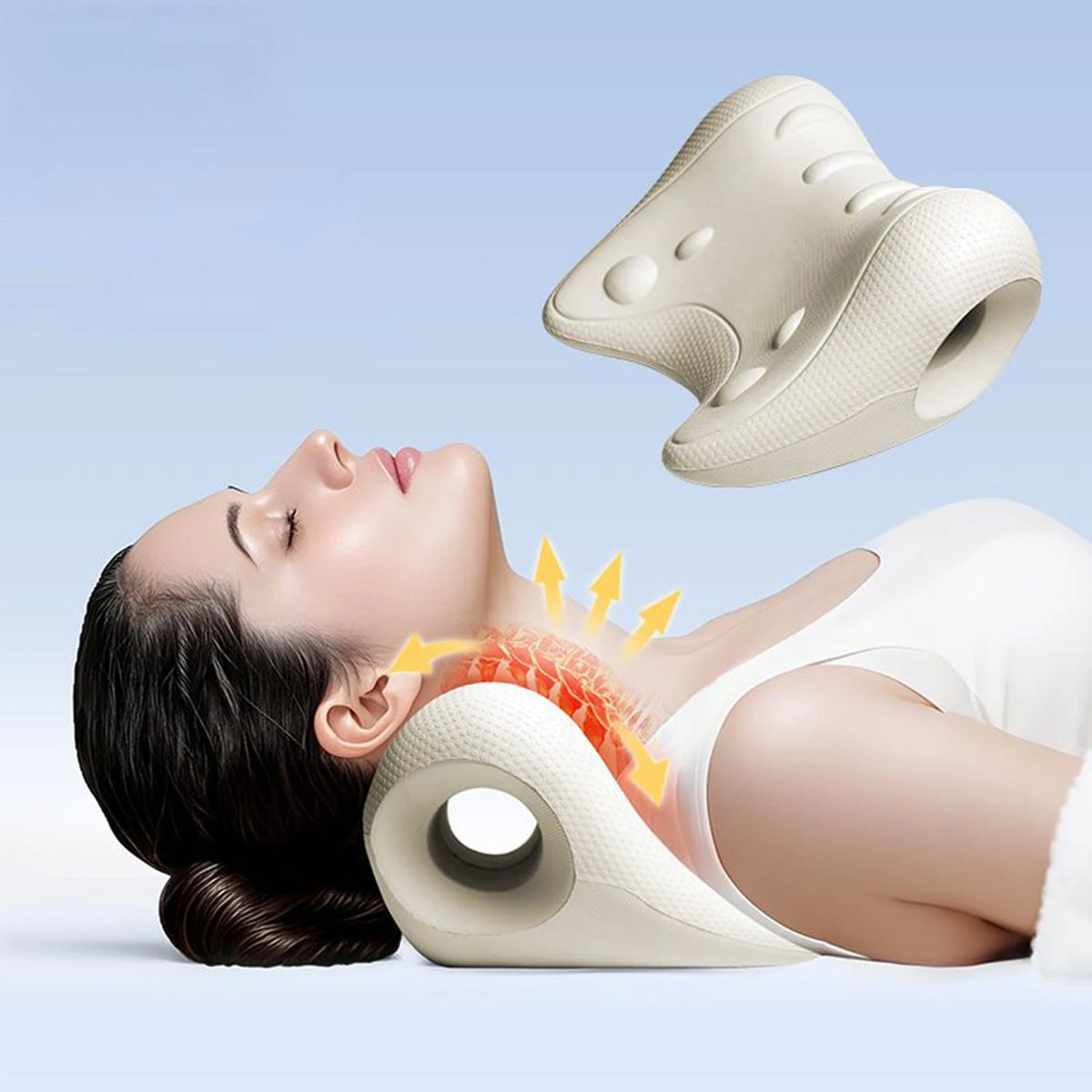 Almohada Masajeadora de Cuello en Forma de U — Almohada Ergonómica para Masaje y Relajación de Cuello y Hombros, Almohada Correctora para Enderezar el Cuello