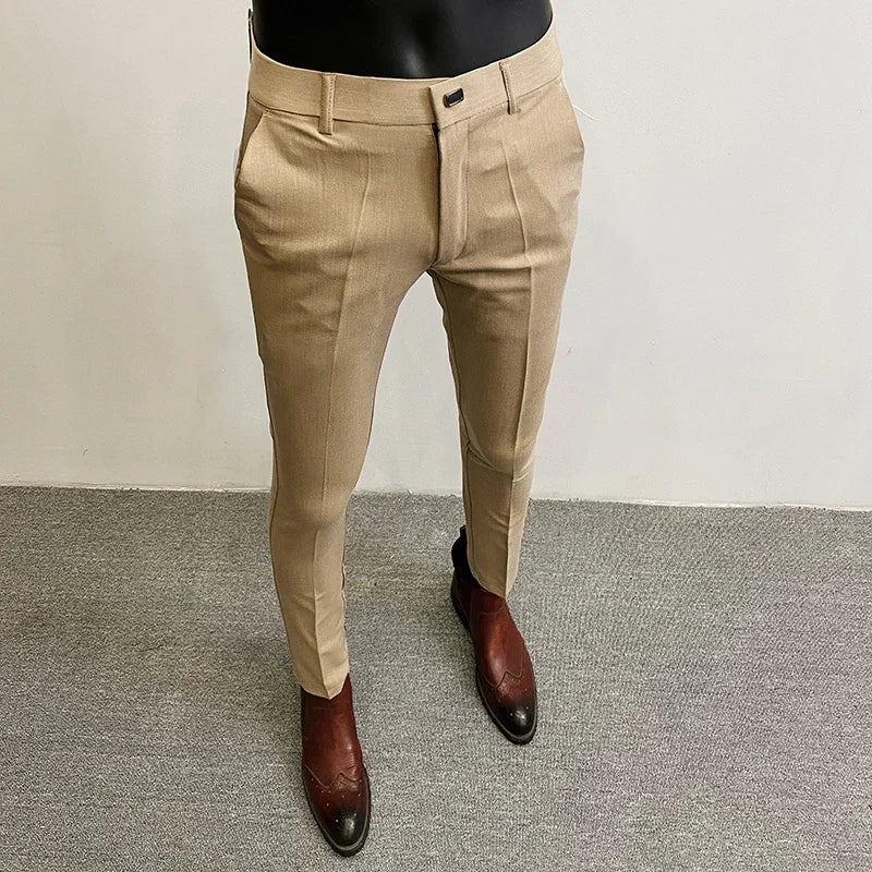 Men Suit Pants Formal Trousers Stretch Slim Pantalone Hombre Calça Masculina Solid Color Casual Dress Pants Fashion Men Clothing. Pantalones de Hombre, extra slim fit 2026. Elegantes
