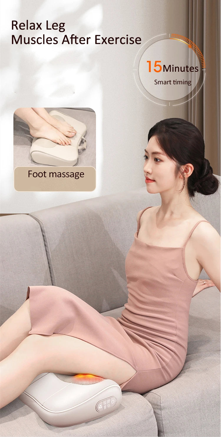 Almohada Masajeadora para Cuello, Cintura, Espalda y Hombros — Masaje con Dedo, Multifunción con Compresión Caliente para Relajar la Cintura