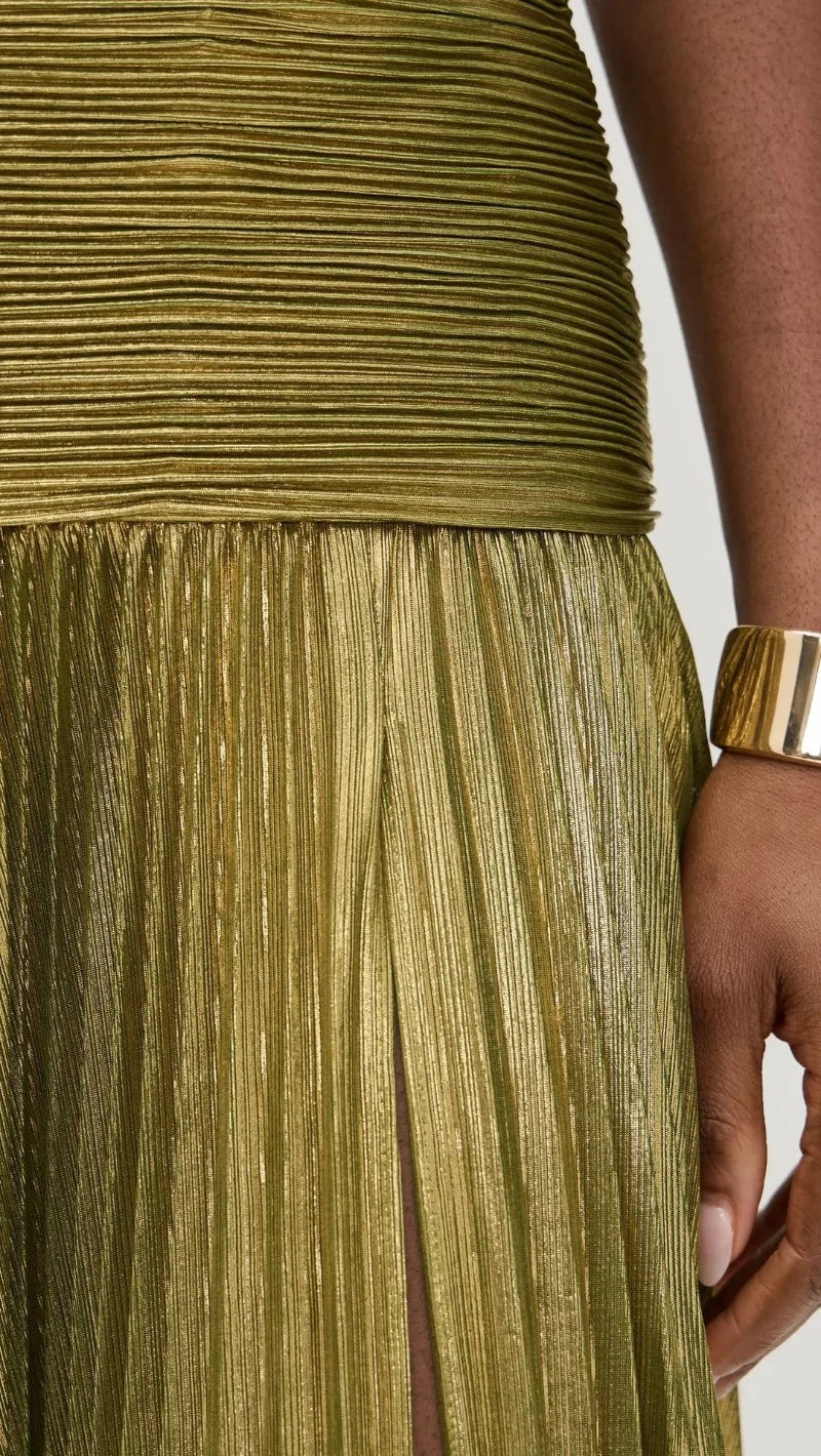 Luxurious Women Corset Party Cocktail Dress Sexy Off Shoulder Halter Folds Slit Guest Celebrity Long Dress Celebrity Prom Gown 2026 GOLD FASHION. VESTIDO PARA OCASION ELEGANTE
