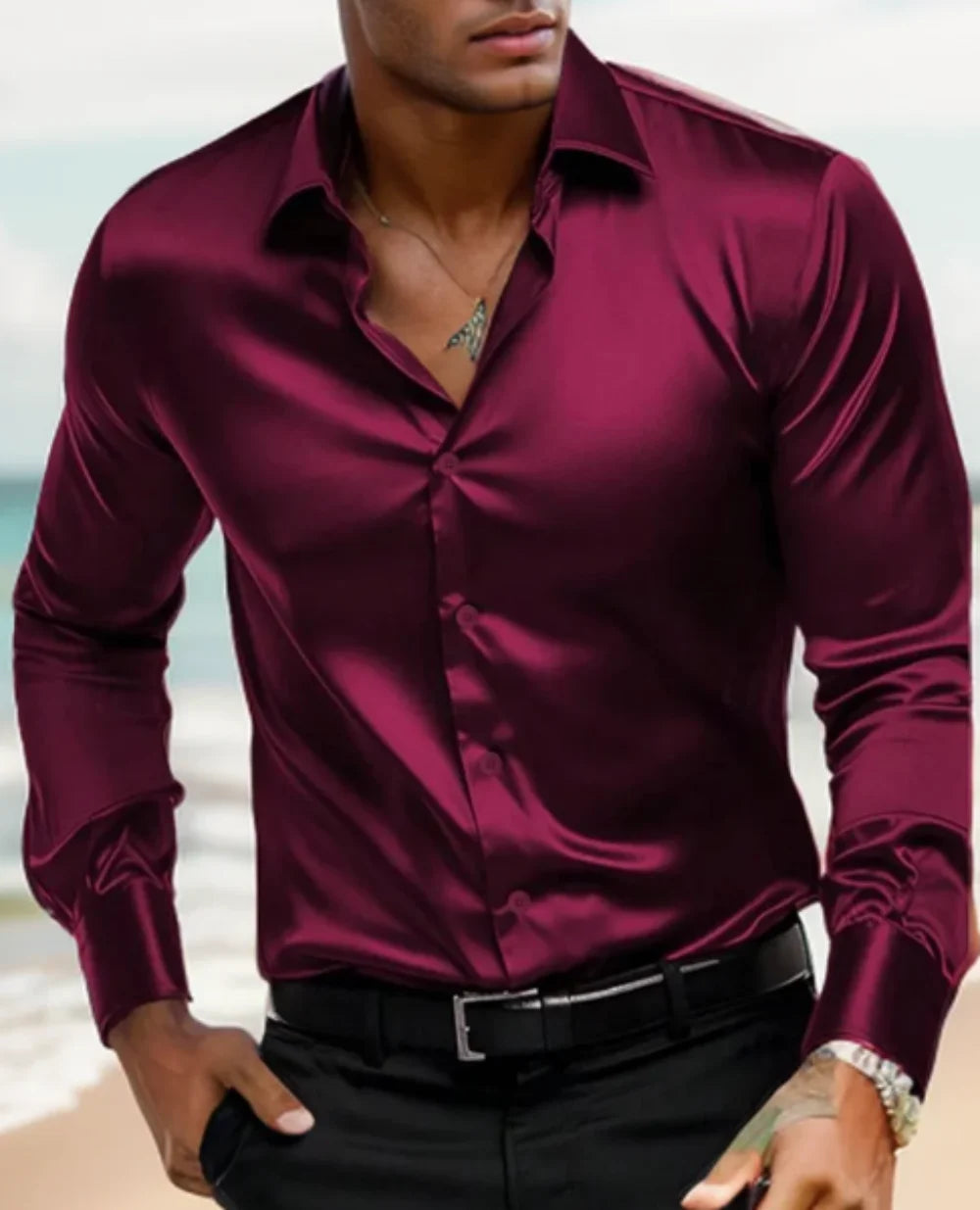 2024 New Spring And Autumn Men's Shirt Solid Color Business City Leisure Lapel Cardigan Slim Long Sleeves Tops. 2026 Camisa Extra Elastizada. 2026. Elegantes y Casual