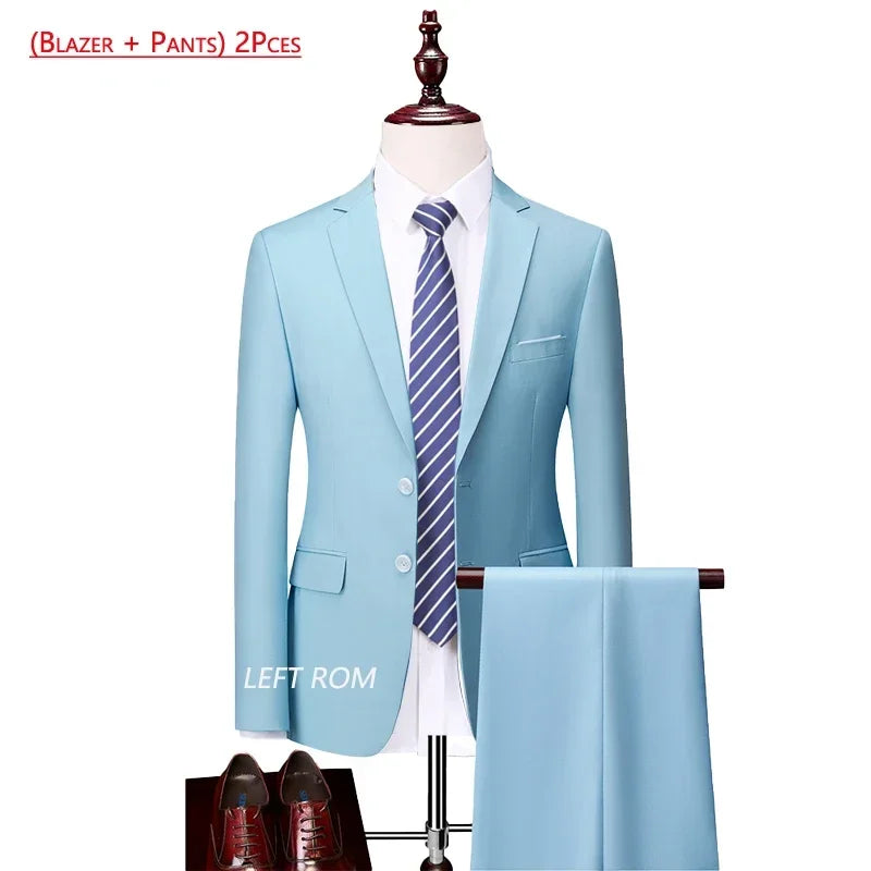 14 Color M-6XL ( Jacket + Vest+Pants ) High-end Brand Formal Business Mens Suit Three-piece Groom Wedding Dress Solid Color Suit. Trajes De Hombre Para Ocasion Especial. Bodas oh Eventos 2026