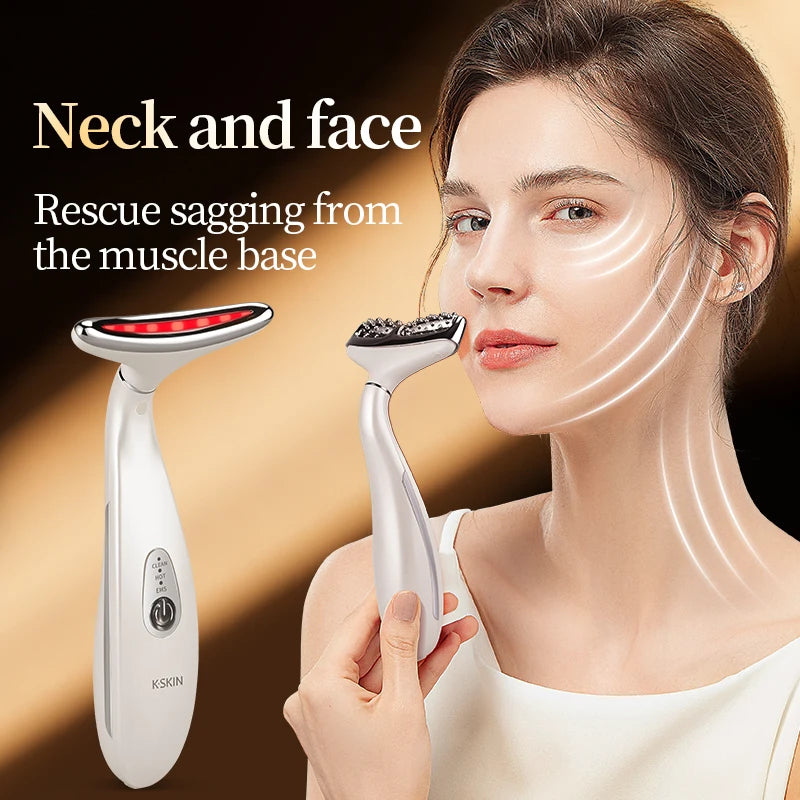 K-SKIN EMS Face Beauty Instrument Beauty Neck Massager Micro-Current Vibration Color light Senility Face Massager  Skin Care. 2026 MASAJIADOR PARA CUELLO Y MANDIBULA. ELECTRICO QUE MEJORA LA CIRCULACION Y ALINEACION