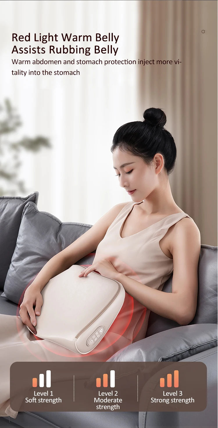 Almohada Masajeadora para Cuello, Cintura, Espalda y Hombros — Masaje con Dedo, Multifunción con Compresión Caliente para Relajar la Cintura