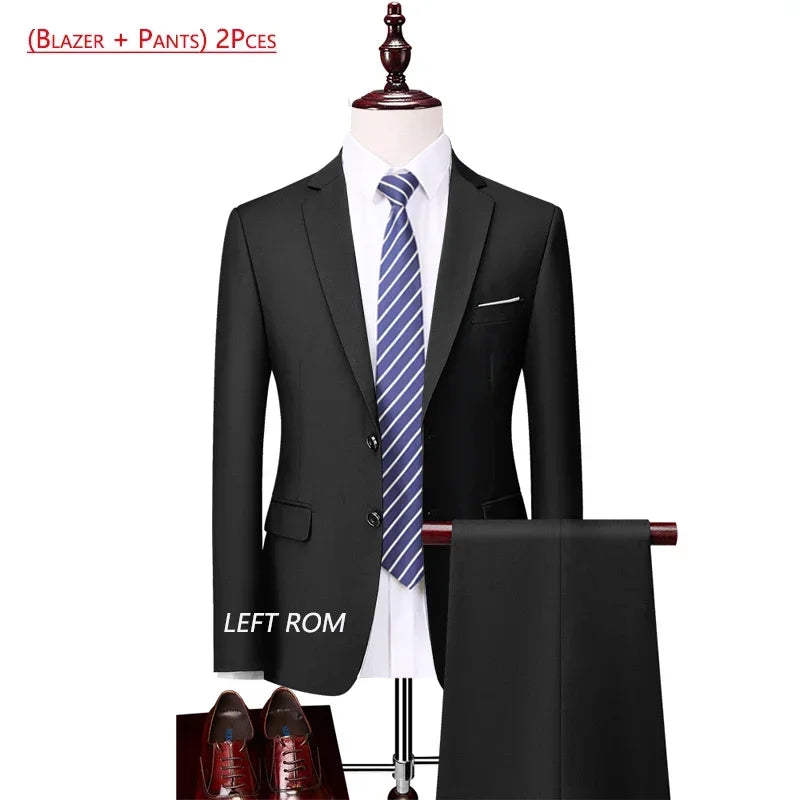 14 Color M-6XL ( Jacket + Vest+Pants ) High-end Brand Formal Business Mens Suit Three-piece Groom Wedding Dress Solid Color Suit. Trajes De Hombre Para Ocasion Especial. Bodas oh Eventos 2026