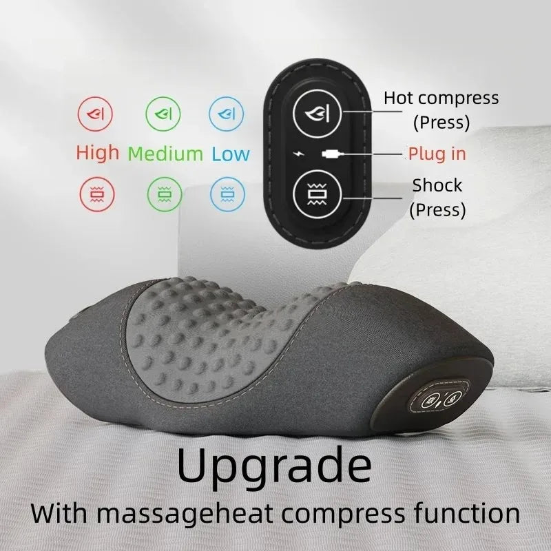 Almohada Masajeadora de Cuello — Eléctrica con Compresión Caliente, Masaje Vibratorio, Almohada Cervical para Dormir y Relajación, Espuma Viscoelástica con Soporte para la Columna