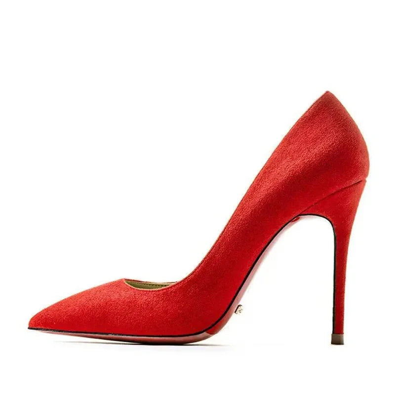 Plus Size 34-44 Sexy Red Shoes Dress Party Wedding High Heels Rubber Bottom Pointed Toe Spring Shallow Women Pumps 2025